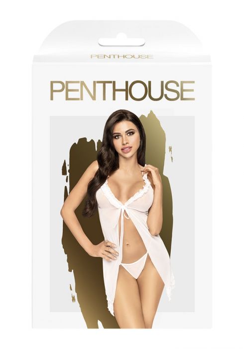 Penthouse After Sunset Babydoll w/ Thong White