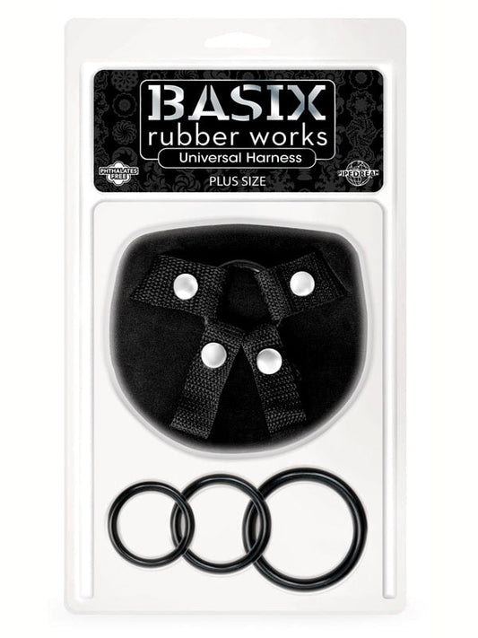 Basix Rubber Works Universal Harness - Plus Size - Black Plus-Size Strap-On Harness (No Probe Included)