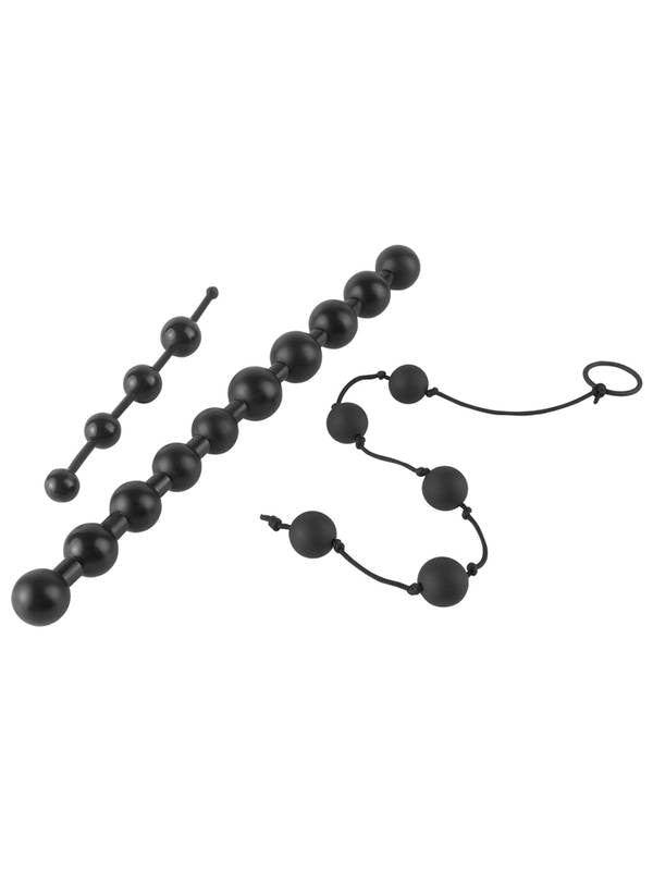 Anal Fantasy Collection Beginner's Bead Kit - Black Anal Beads - Set of 3 Cords