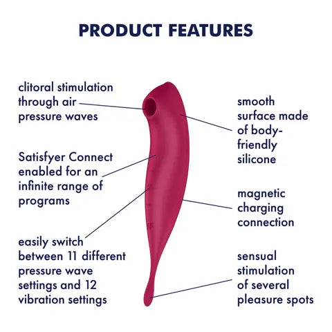 Satisfyer Twirling Pro+ App Control Vibrator - Dark Red