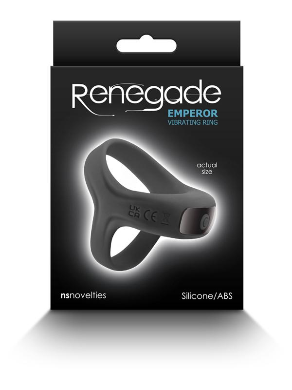 Renegade Emperor - Black - Black USB Rechargeable Vibrating Cock & Ball Rings