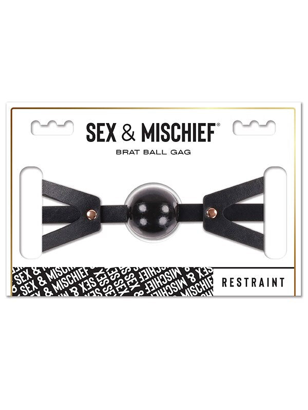Sex & Mischief Brat Ball Gag - Black/Rose Gold Mouth Restraint