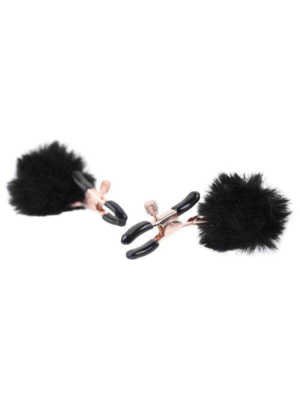 Sex & Mischief Puff Nipple Clamps - Black/Gold Nipple Clamps - Set of 2