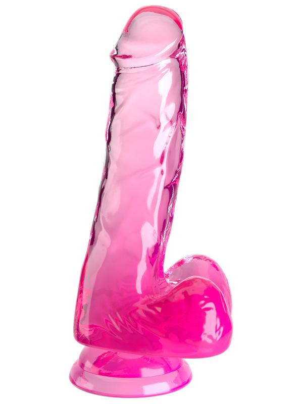 King Cock Clear 6'' Cock with Balls - Pink - Pink 15.2 cm Dong