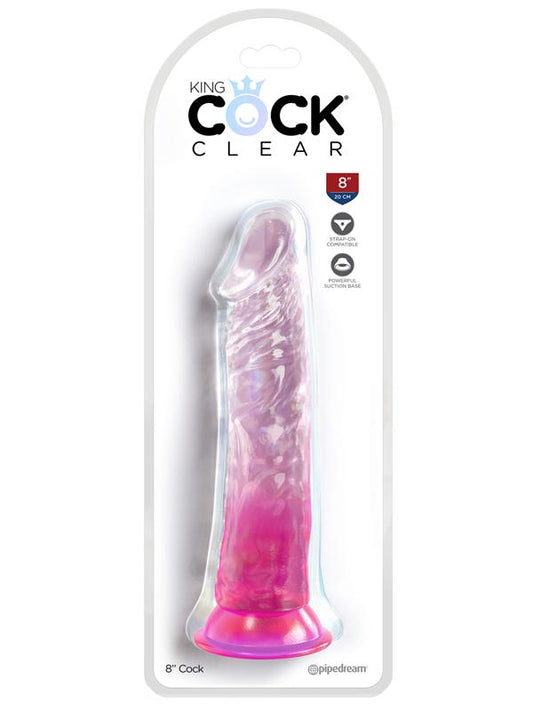 King Cock Clear 8'' Cock - Pink - Pink 20.3 cm Dong