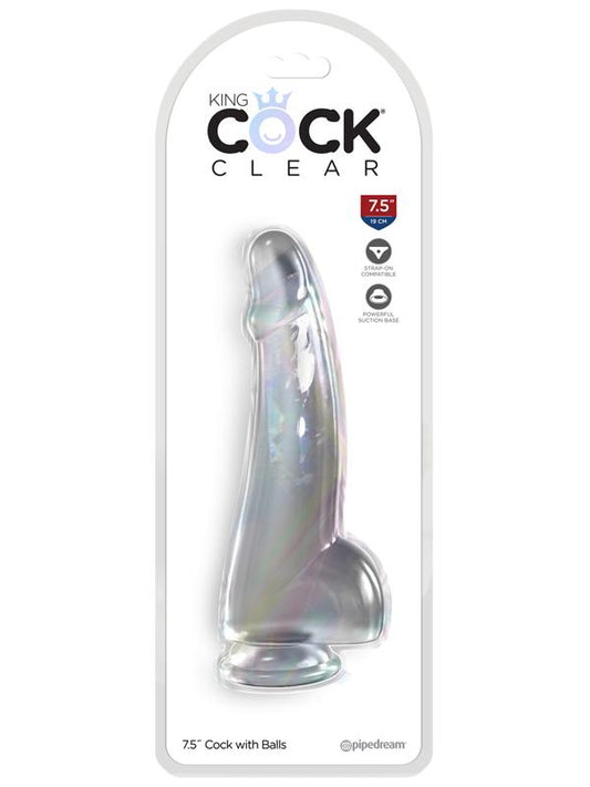King Cock Clear 7.5'' Cock with Balls - Clear 19 cm Dong