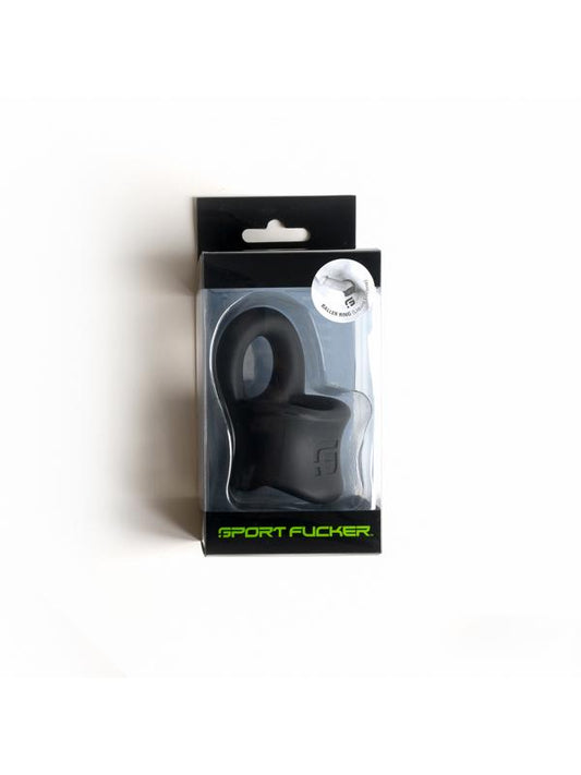 Sport Fucker Baller Ring - Black Liquid Silicone Cock Ring with Ball Stretcher