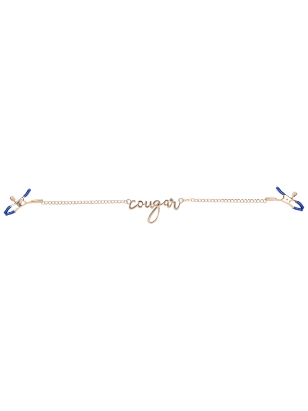 Sex & Mischief Cougar Nipple Clamps - Gold Nipple Clamps with 33 cm Chain