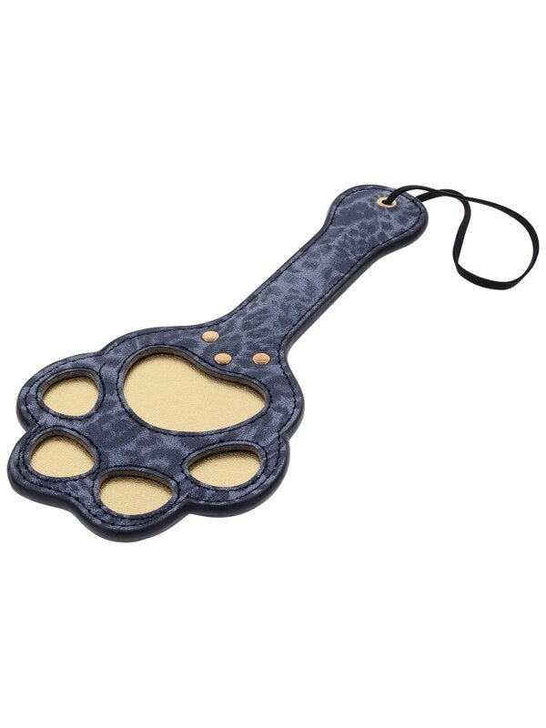 Sex & Mischief Cougar Paw Paddle - Navy Blue/Gold Spanking Paddle