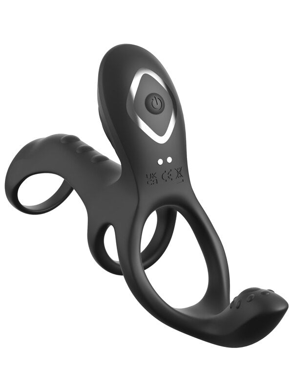 Fantasy C-Ringz Ultimate Couples Cage Max - Black USB Rechargeable Vibrating Cock Ring Cage