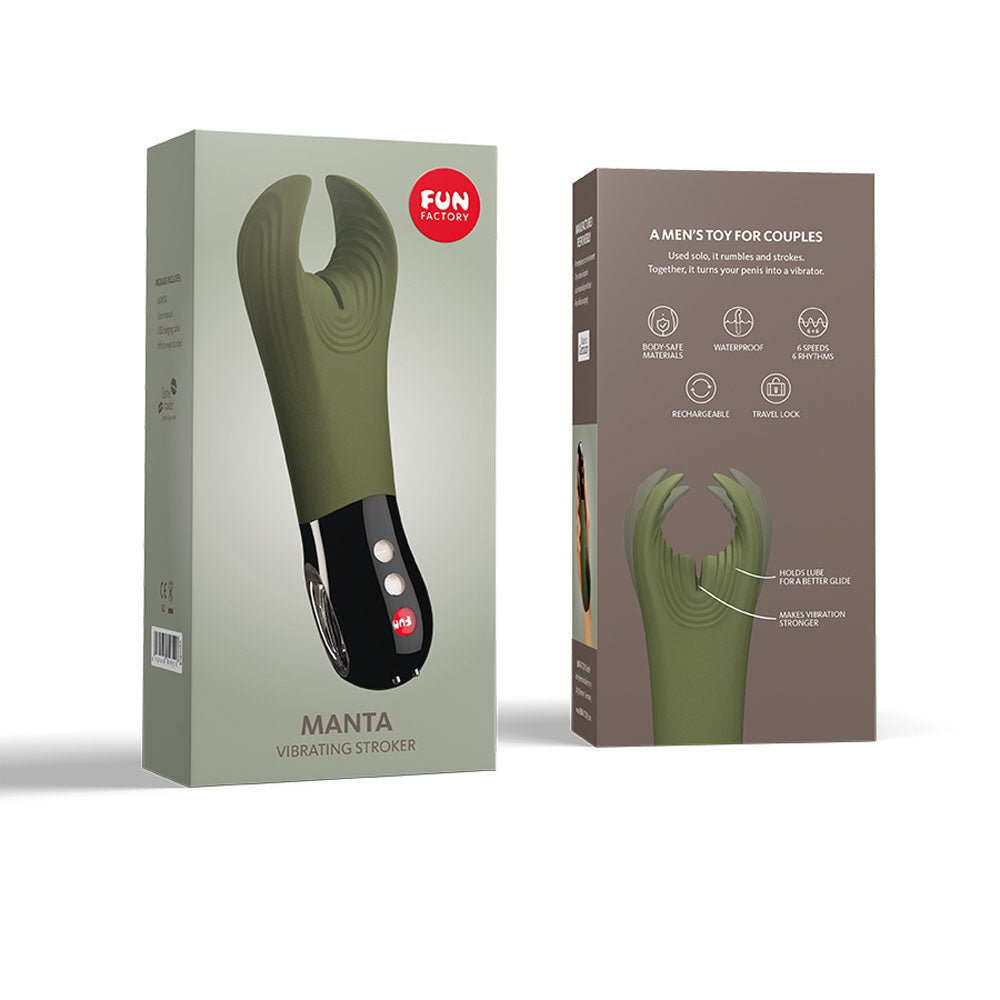Fun Factory MANTA black - Black 18 cm USB Rechargeable Mens & Couples Vibrator