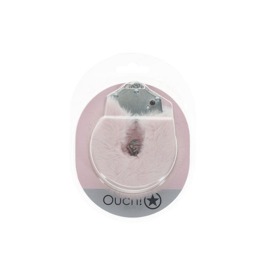 OUCH! Heavy-Duty Fluffy Cuffs - Powder Pink - Powder Pink Fluffy Restraints