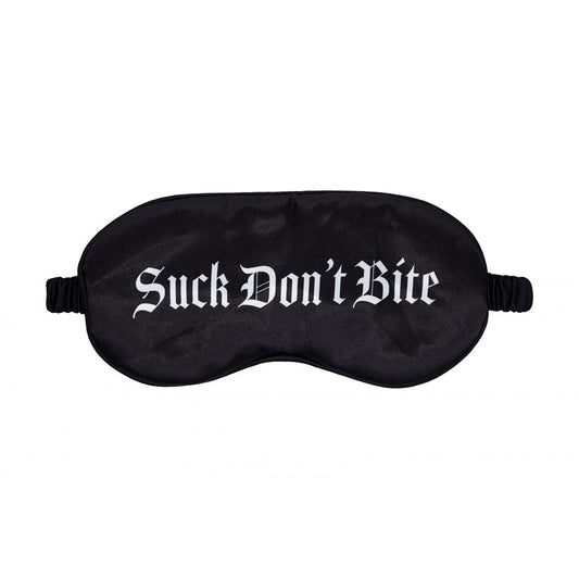 OUCH! Satin Mask - Suck Don't Bite - Black Printed Eye Mask