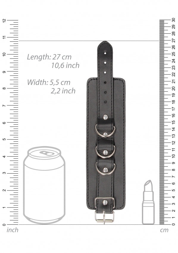 Ouch Black & White Bonded Leather Wrist or Ankle Cuffs