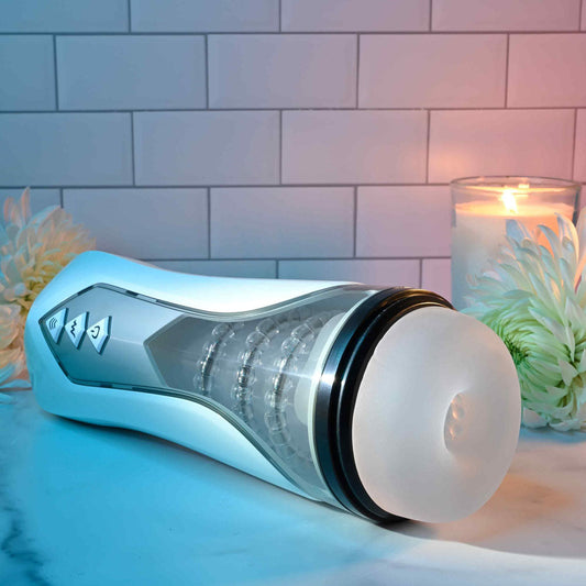 Zero Tolerance STROKING BUDDY - White USB Rechargeable Vibrating & Thrusting Stroker