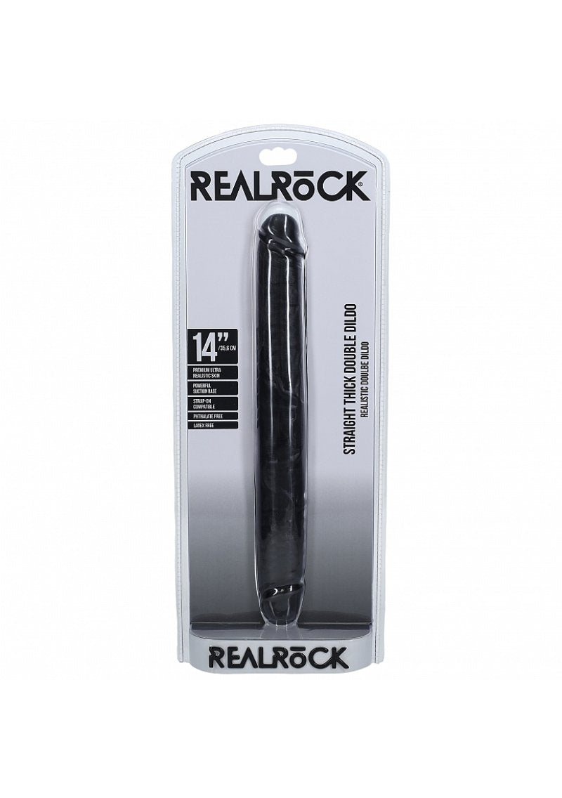 REALROCK 35cm Thick Double Dildo - Black - Black 35 cm (14'') Thick Double Dong