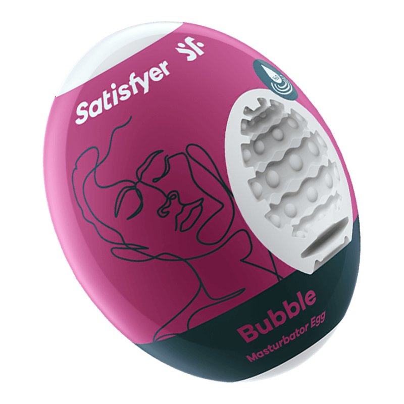 Satisfyer Masturbator Egg - Bubble - White Stroker Sleeve