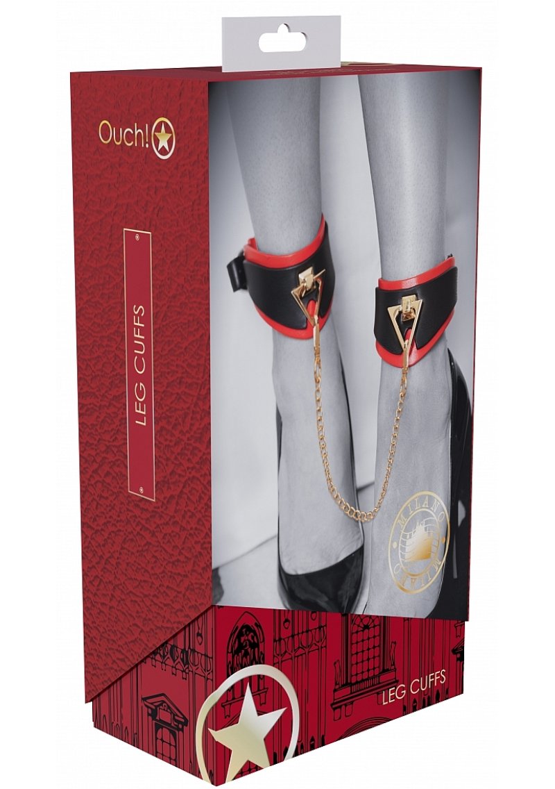 OUCH! Milan Collection - Leg Cuffs - Black/Red Restraints