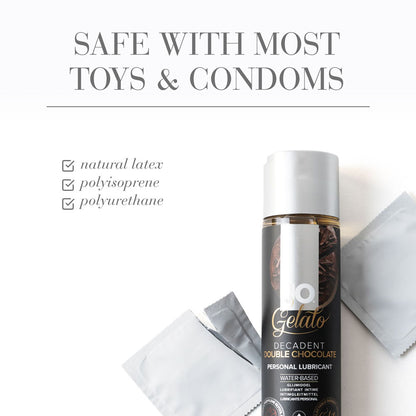 JO Gelato Decadent Double Chocolate Lubricant - 30 mL - Chocolate Flavoured Water Based Lubricant - 30 ml Bottle