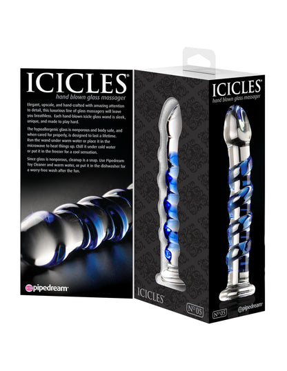 Icicles No. 05 Clear Blue 17.8 cm (7'') Glass Dong
