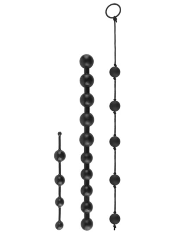 Anal Fantasy Collection Beginner's Bead Kit - Black Anal Beads - Set of 3 Cords