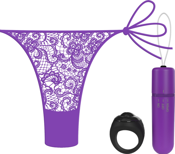 Vibrating Panty Set W/ Remote Ring 4T High Pitch Treble - Black
