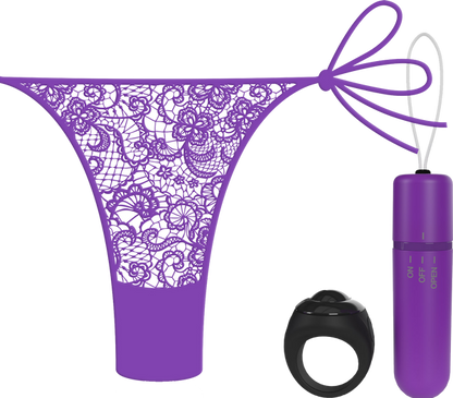 Vibrating Panty Set W/ Remote Ring 4T High Pitch Treble - Black