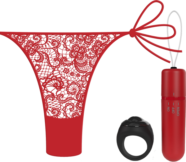 Vibrating Panty Set W/ Remote Ring 4T High Pitch Treble - Black