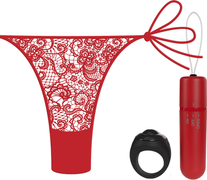 Vibrating Panty Set W/ Remote Ring 4T High Pitch Treble - Black