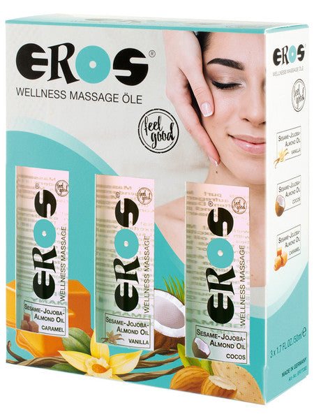 Eros Wellness Massage Oil Three Pack Vanilla Caramel And Cocos 50ml
