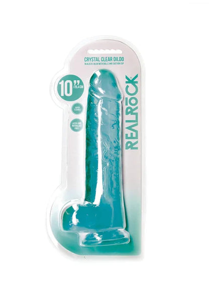 Realrock Realistic Dildo With Balls 10" / 25.4 cm Turquoise