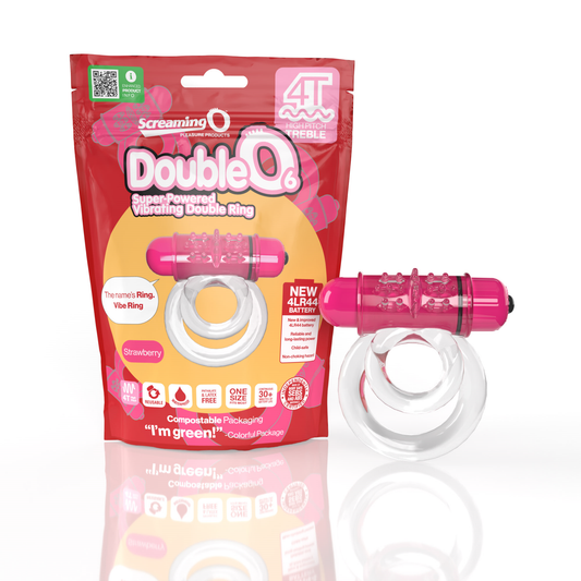 Screaming O 4t DoubleO 6 Super Powered Vibrating Double Ring- Strawberry
