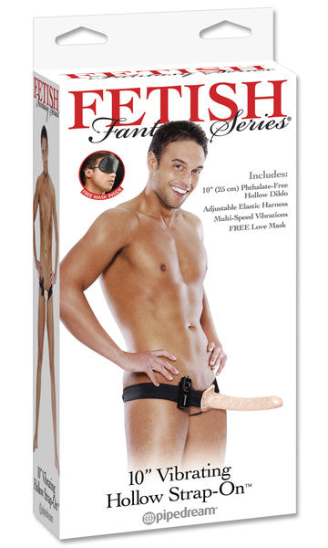 Fetish Fantasy Vibrating Hollow Strap On Dildo Flesh 10 in