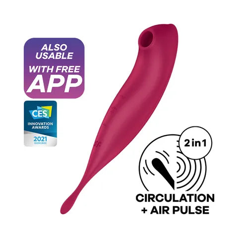 Satisfyer Twirling Pro+ App Control  Vibrator - Dark Red