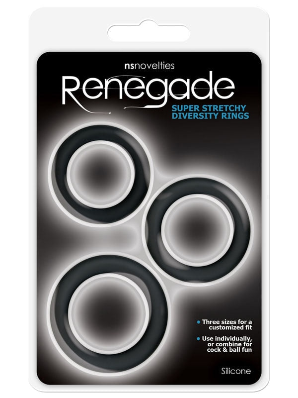Renegade Diversity Rings - Black Cock Rings - Set of 3 Sizes