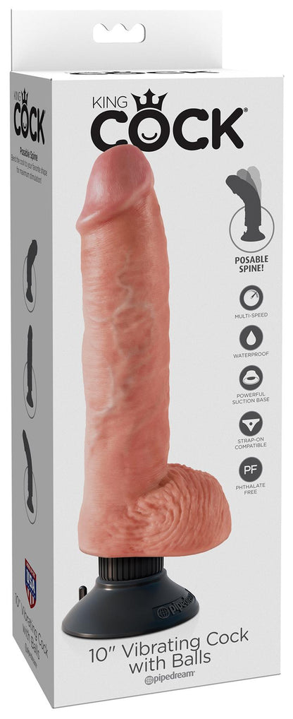 King Cock 10'' Vibrating Cock with Balls