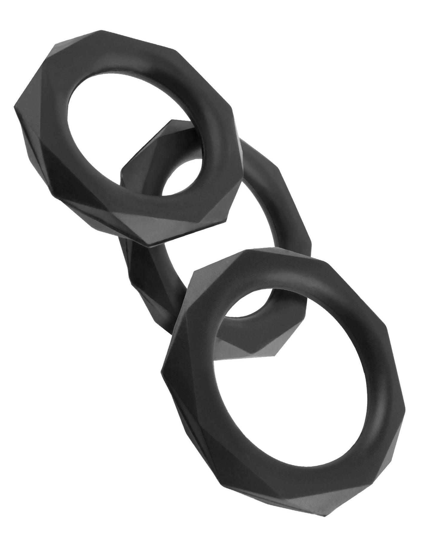 Fantasy C-Ringz Silicone Designer Stamina Set - Black Cock Rings - Set of 3 Sizes