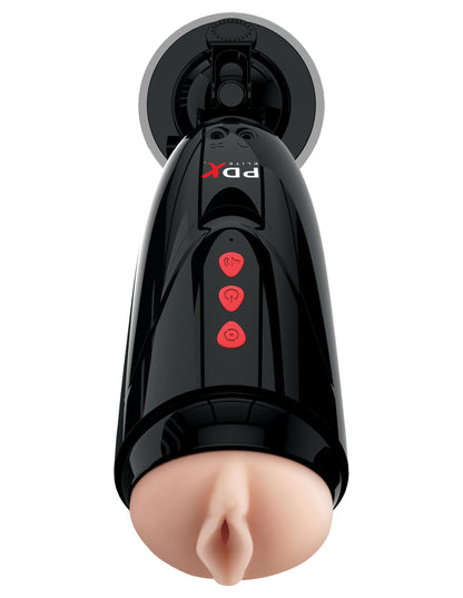 Pipedream Extreme Toyz Elite Dirty Talk Starter Stroker - Flesh Vibrating Vagina Masturbator with Suction Cup & Sound Effects
