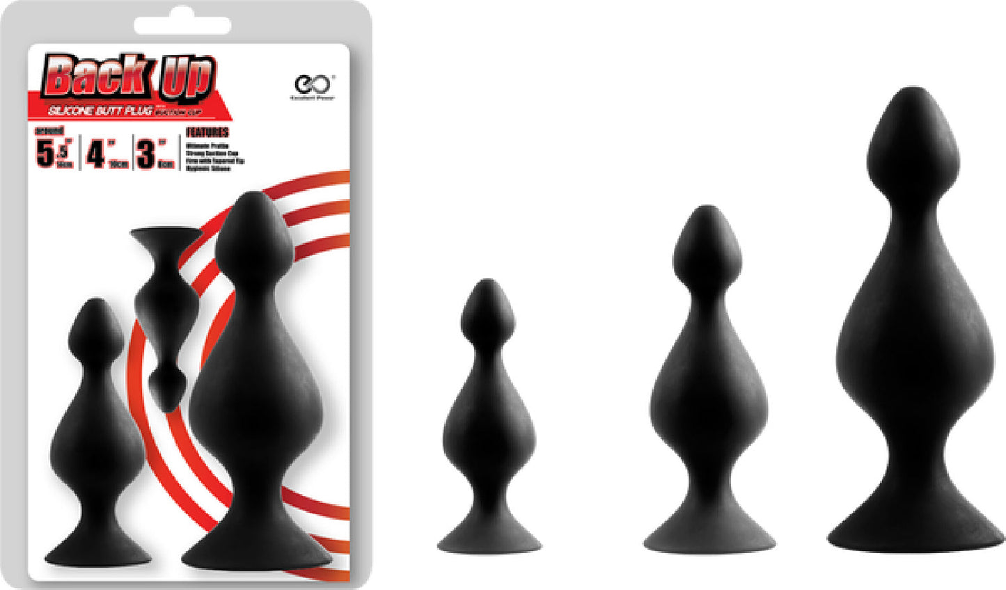 Back Up Silicone Butt Plug Set (Black)