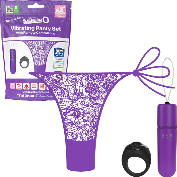Vibrating Panty Set W/ Remote Ring 4T High Pitch Treble - Black