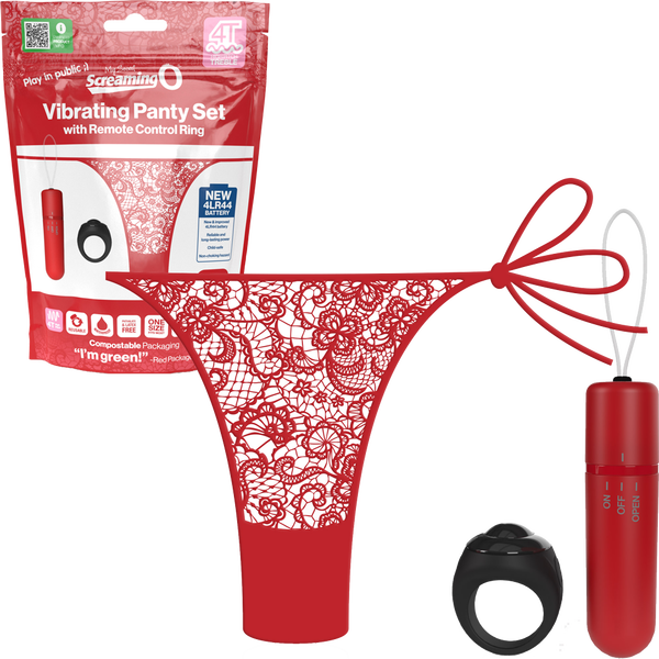 Vibrating Panty Set W/ Remote Ring 4T High Pitch Treble - Black