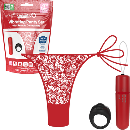 Vibrating Panty Set W/ Remote Ring 4T High Pitch Treble - Black