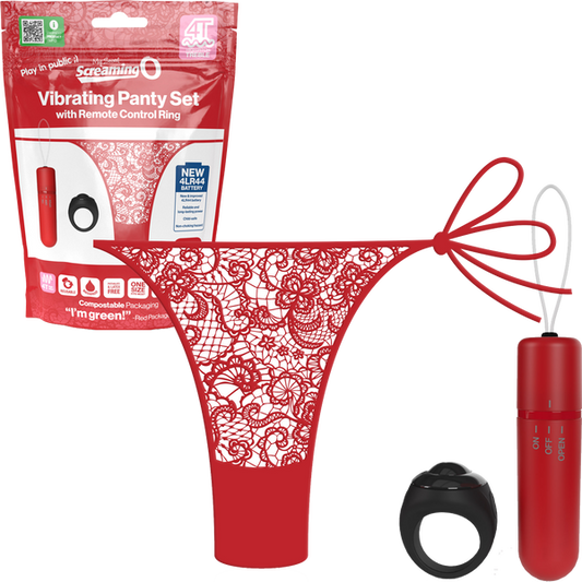 Vibrating Panty Set W/ Remote Ring 4T High Pitch Treble - Black