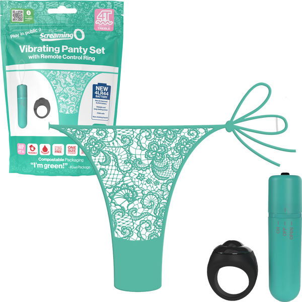 Vibrating Panty Set W/ Remote Ring 4T High Pitch Treble - Black