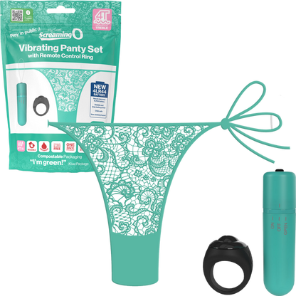 Vibrating Panty Set W/ Remote Ring 4T High Pitch Treble - Black