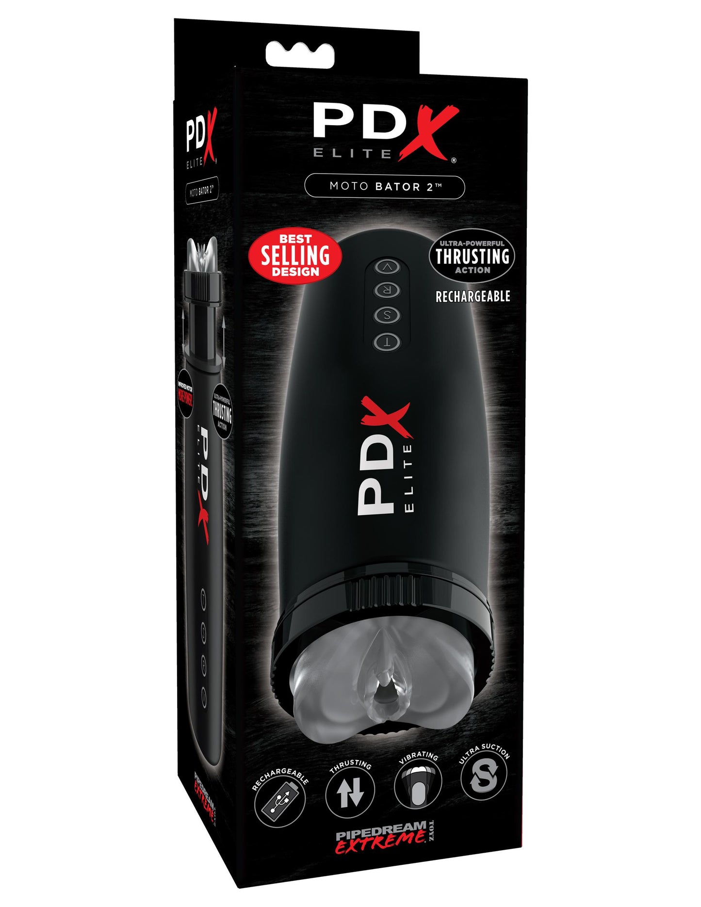 Pipedream Extreme Toyz Elite Motobator 2 - Black USB Rechargeable Powered Masturbator