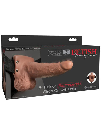 Fetish Fantasy Series 6'' Hollow Rechargeable Strap-On with Balls