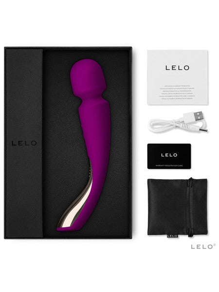 Lelo Smart Wand 2 Medium Luxurious Full Body Powerful Wand Massager Vibrator - Deep Rose