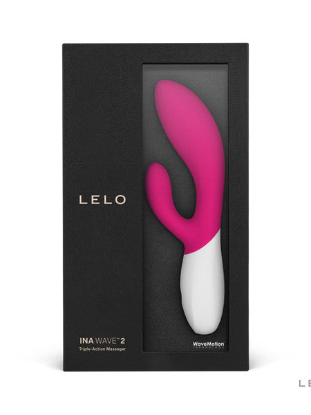 Lelo Ina Wave 2 Powerful Vibrator Wider Range Of Intensities Triple Action Massager - Cerise
