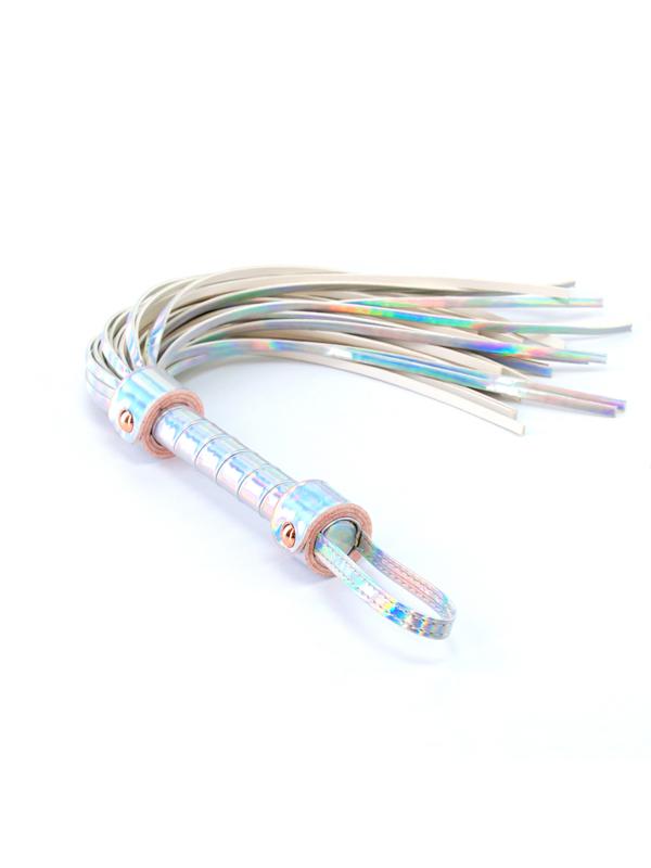 Cosmo Bondage Flogger - Rainbow - Metallic Rainbow Whip